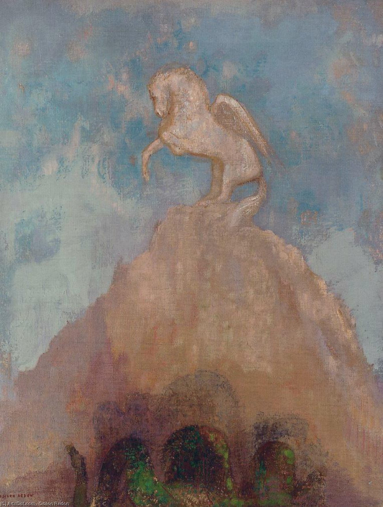 WikiOO.org – 美術百科全書 - 繪畫，作品 Odilon Redon - 白色飞马
