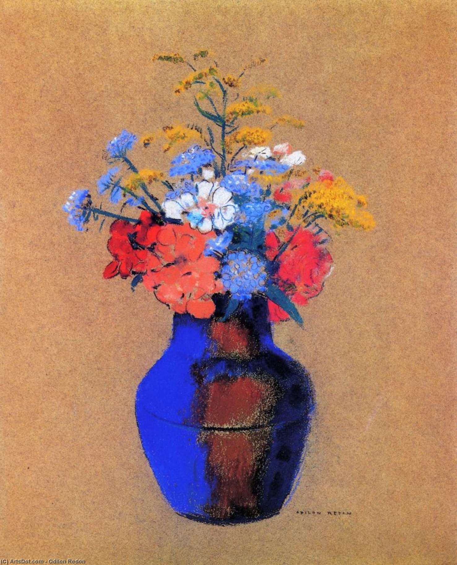Wikioo.org - The Encyclopedia of Fine Arts - Painting, Artwork by Odilon Redon - Wild Flowers in a Vase
