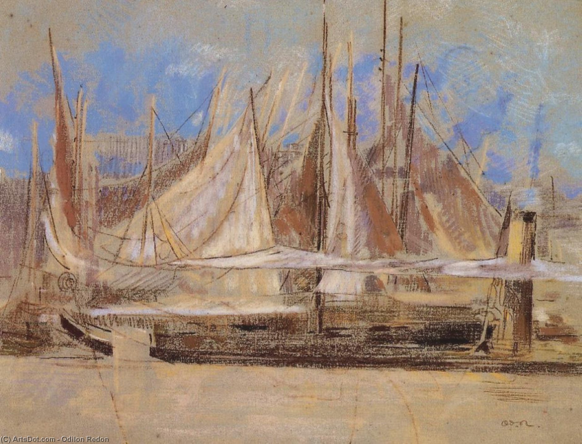 WikiOO.org - אנציקלופדיה לאמנויות יפות - ציור, יצירות אמנות Odilon Redon - Yachts At Royan
