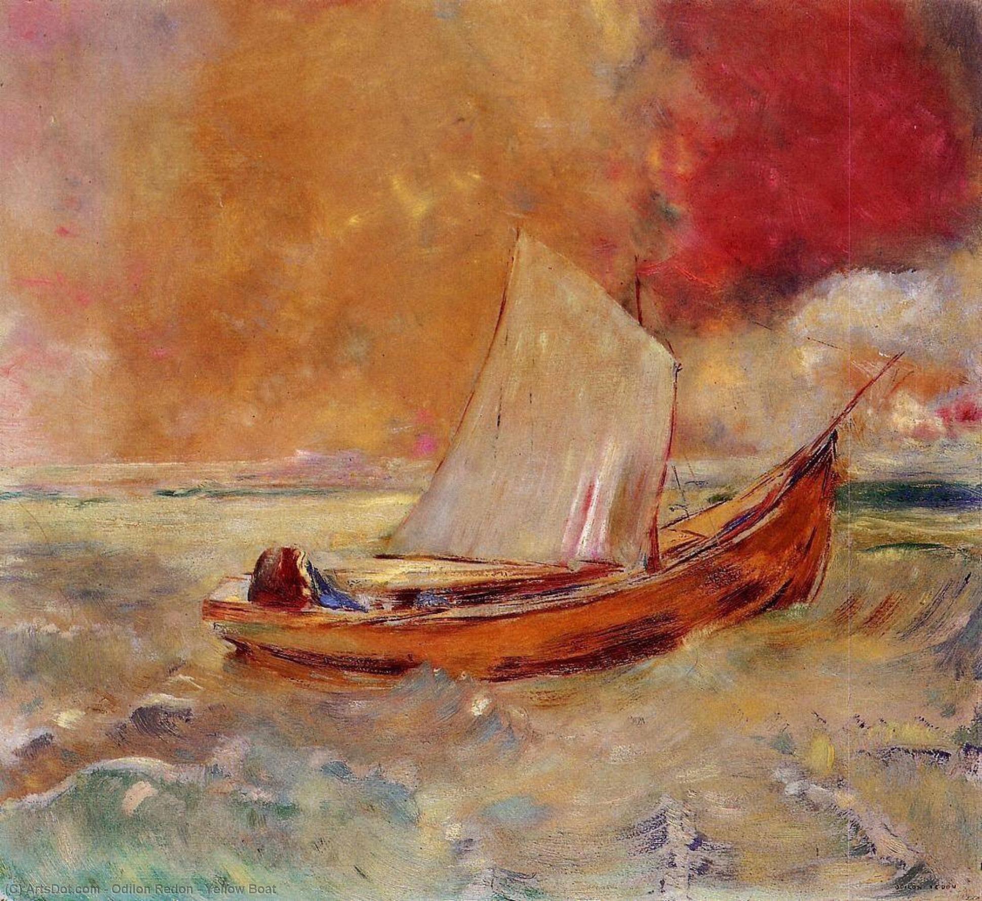 WikiOO.org - אנציקלופדיה לאמנויות יפות - ציור, יצירות אמנות Odilon Redon - Yellow Boat