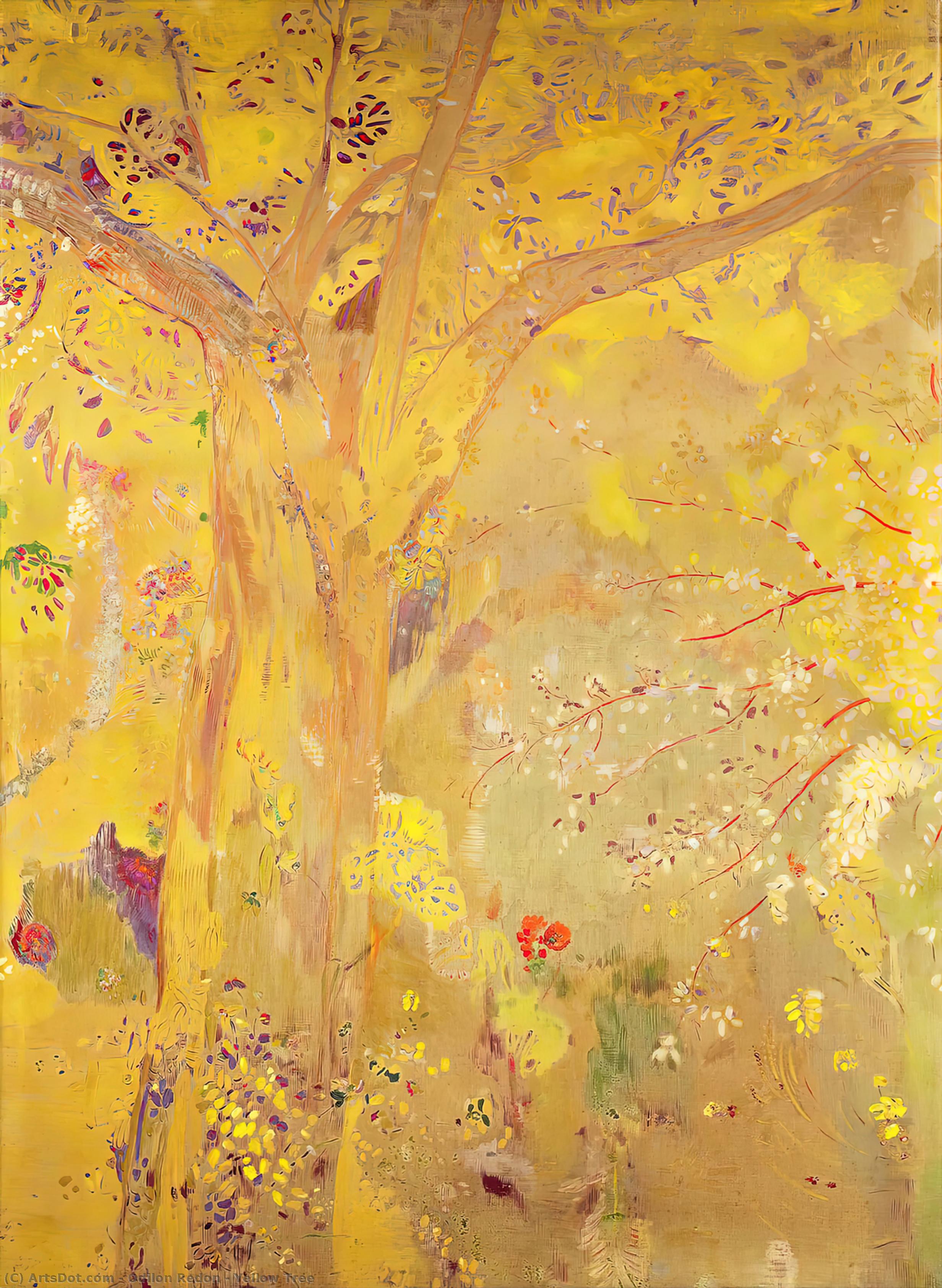 WikiOO.org - Encyclopedia of Fine Arts - Maalaus, taideteos Odilon Redon - Yellow Tree