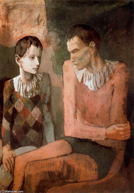 WikiOO.org - Enciklopedija likovnih umjetnosti - Slikarstvo, umjetnička djela Pablo Picasso - Acrobat and Young Harlequin1