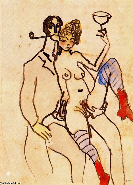 Wikioo.org - The Encyclopedia of Fine Arts - Painting, Artwork by Pablo Picasso - Angel Fernández de Soto with a woman