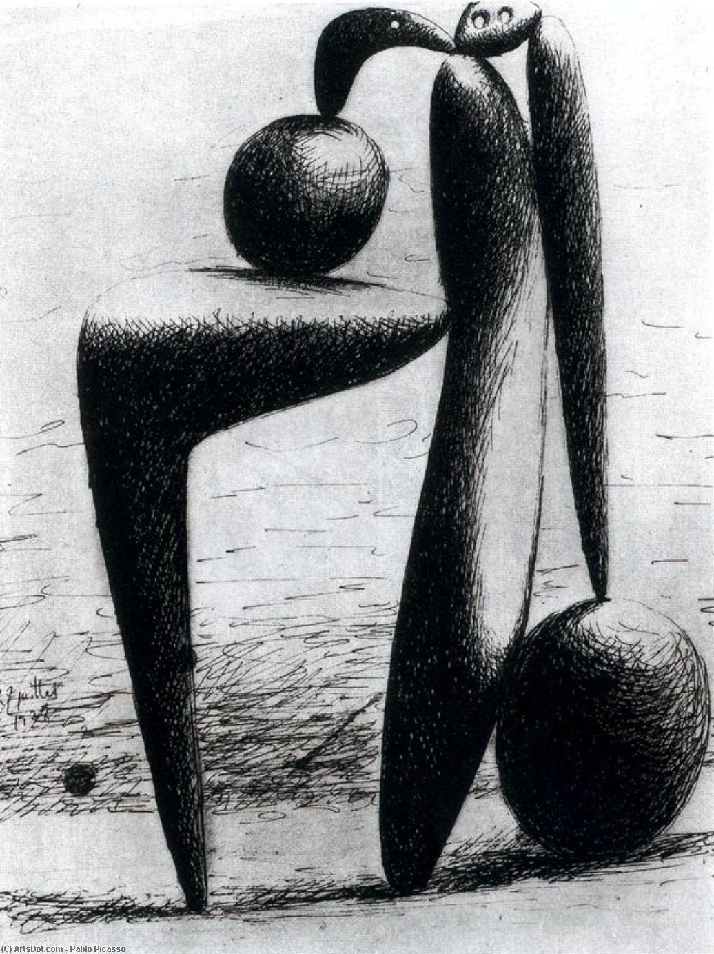 Wikioo.org - Die Enzyklopädie bildender Kunst - Malerei, Kunstwerk von Pablo Picasso - badender mit ein ball