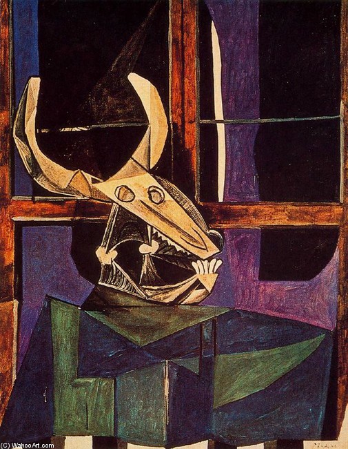 Wikioo.org - The Encyclopedia of Fine Arts - Painting, Artwork by Pablo Picasso - Bodegón con cráneo de buey