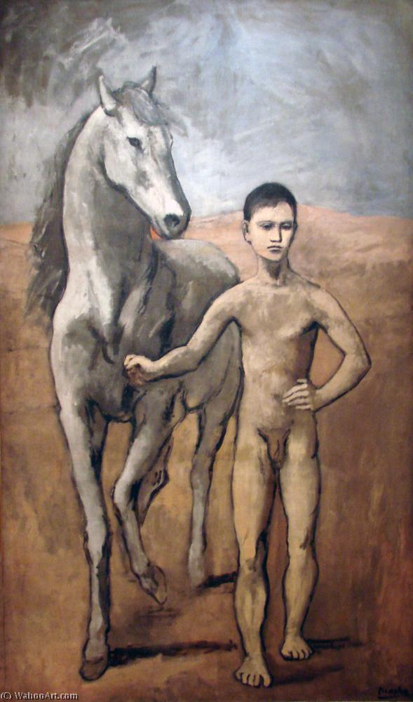 Wikoo.org - موسوعة الفنون الجميلة - اللوحة، العمل الفني Pablo Picasso - Boy holding a horse