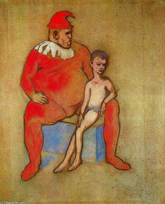 Wikioo.org – La Enciclopedia de las Bellas Artes - Pintura, Obras de arte de Pablo Picasso - Bufón y joven acróbata