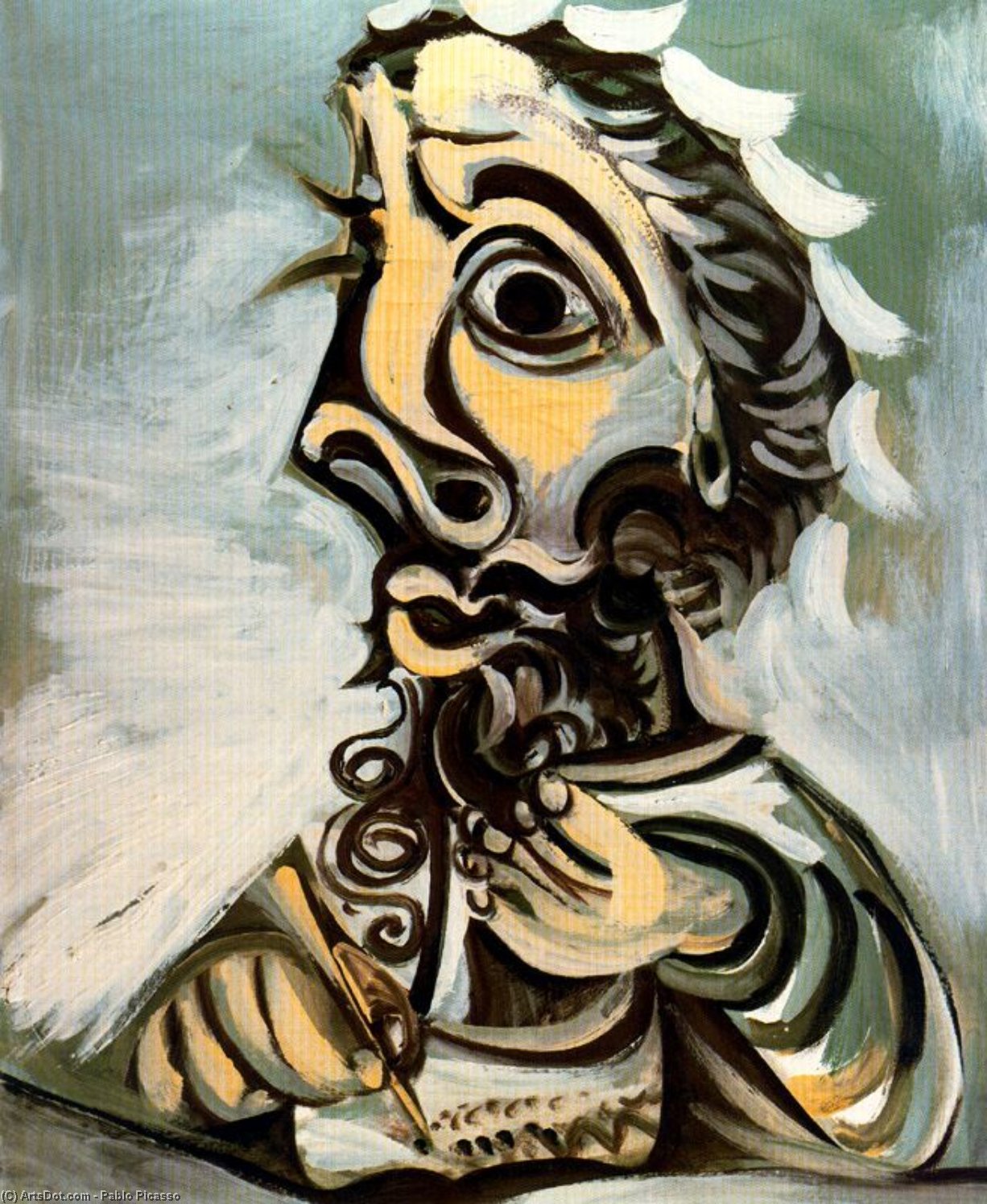 Wikioo.org – L'Enciclopedia delle Belle Arti - Pittura, Opere di Pablo Picasso - Busto di un uomo di scrittura