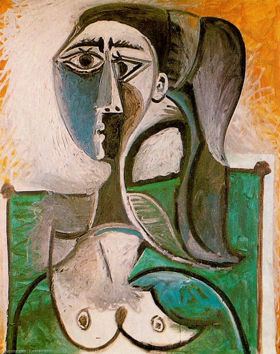 Wikioo.org - สารานุกรมวิจิตรศิลป์ - จิตรกรรม Pablo Picasso - Bust of a woman 7