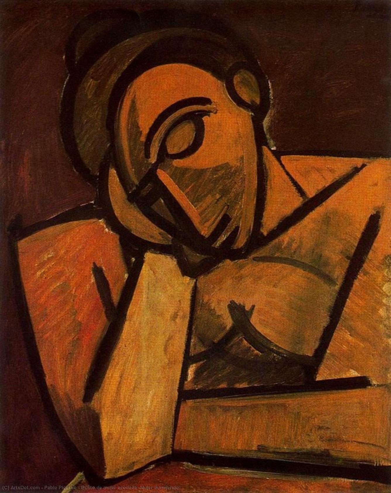 WikiOO.org - אנציקלופדיה לאמנויות יפות - ציור, יצירות אמנות Pablo Picasso - Busto de mujer acodada (Mujer durmiendo)