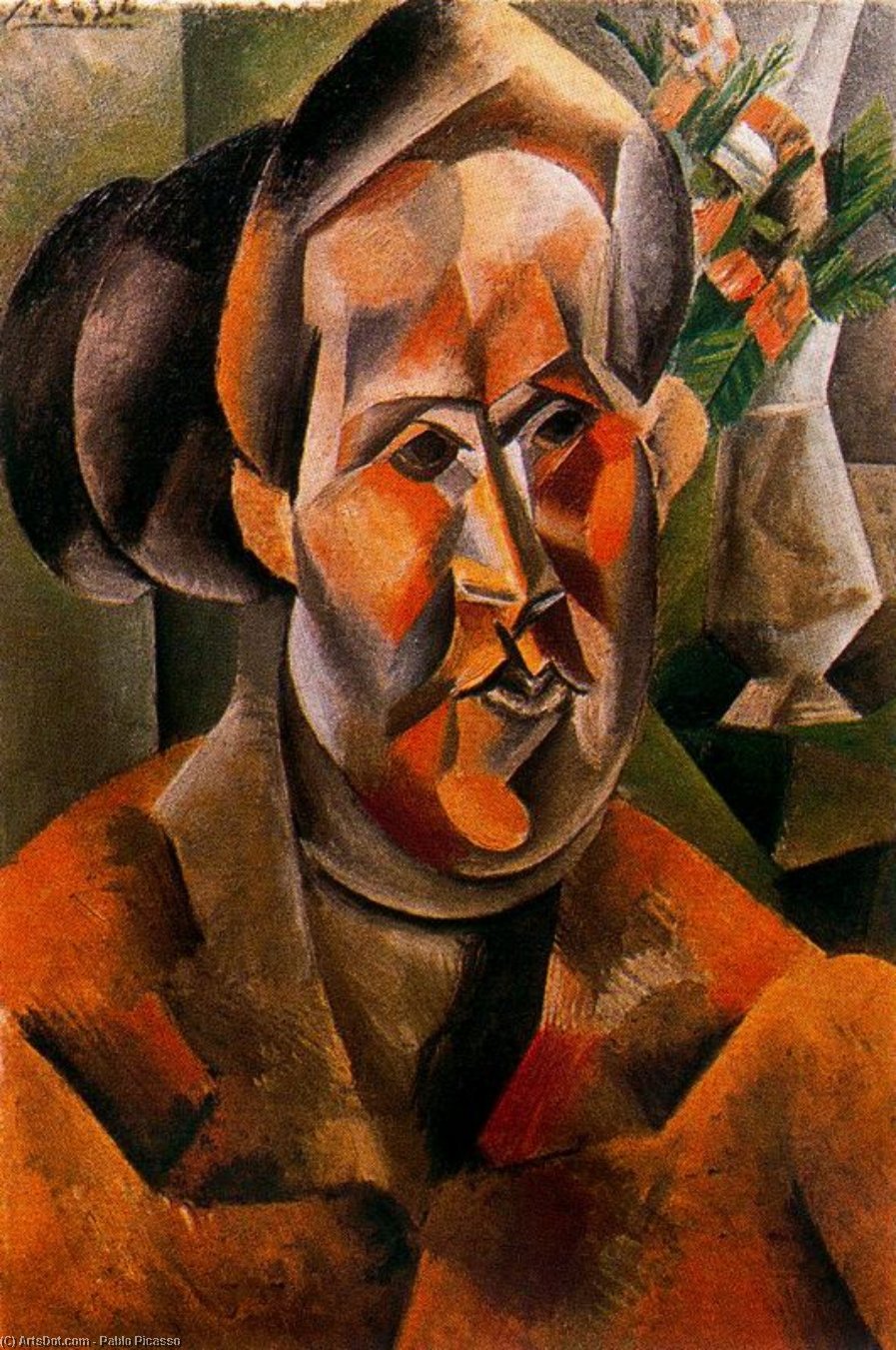 Wikioo.org - สารานุกรมวิจิตรศิลป์ - จิตรกรรม Pablo Picasso - Busto de mujer con ramo de flores (Fernande)