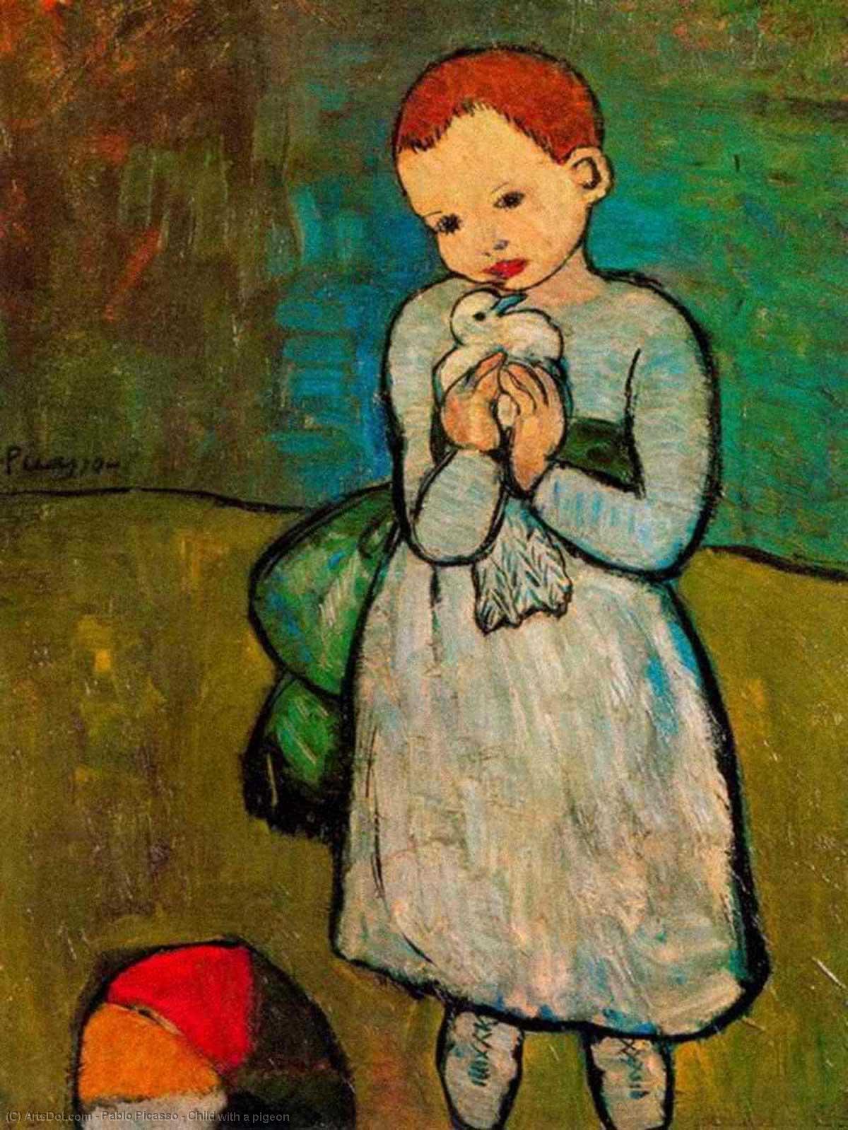 Wikioo.org - Die Enzyklopädie bildender Kunst - Malerei, Kunstwerk von Pablo Picasso - Kind mit einer Taube