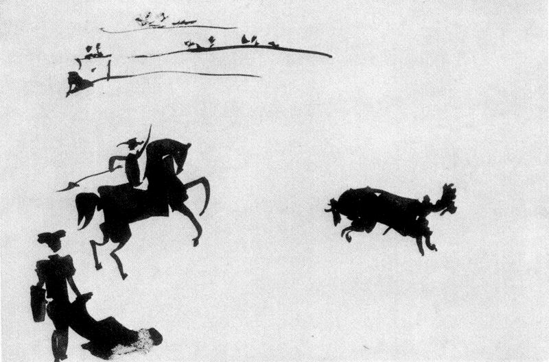 WikiOO.org - Encyclopedia of Fine Arts - Målning, konstverk Pablo Picasso - Citando al toro con el rejón