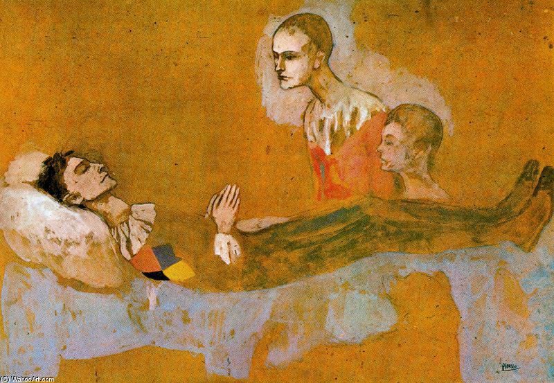 Wikoo.org - موسوعة الفنون الجميلة - اللوحة، العمل الفني Pablo Picasso - Death of the Harlequin