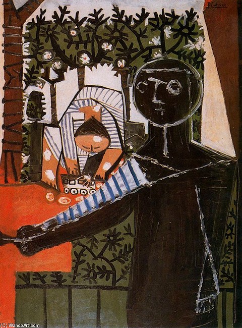 Wikioo.org - The Encyclopedia of Fine Arts - Painting, Artwork by Pablo Picasso - Delante del jardín