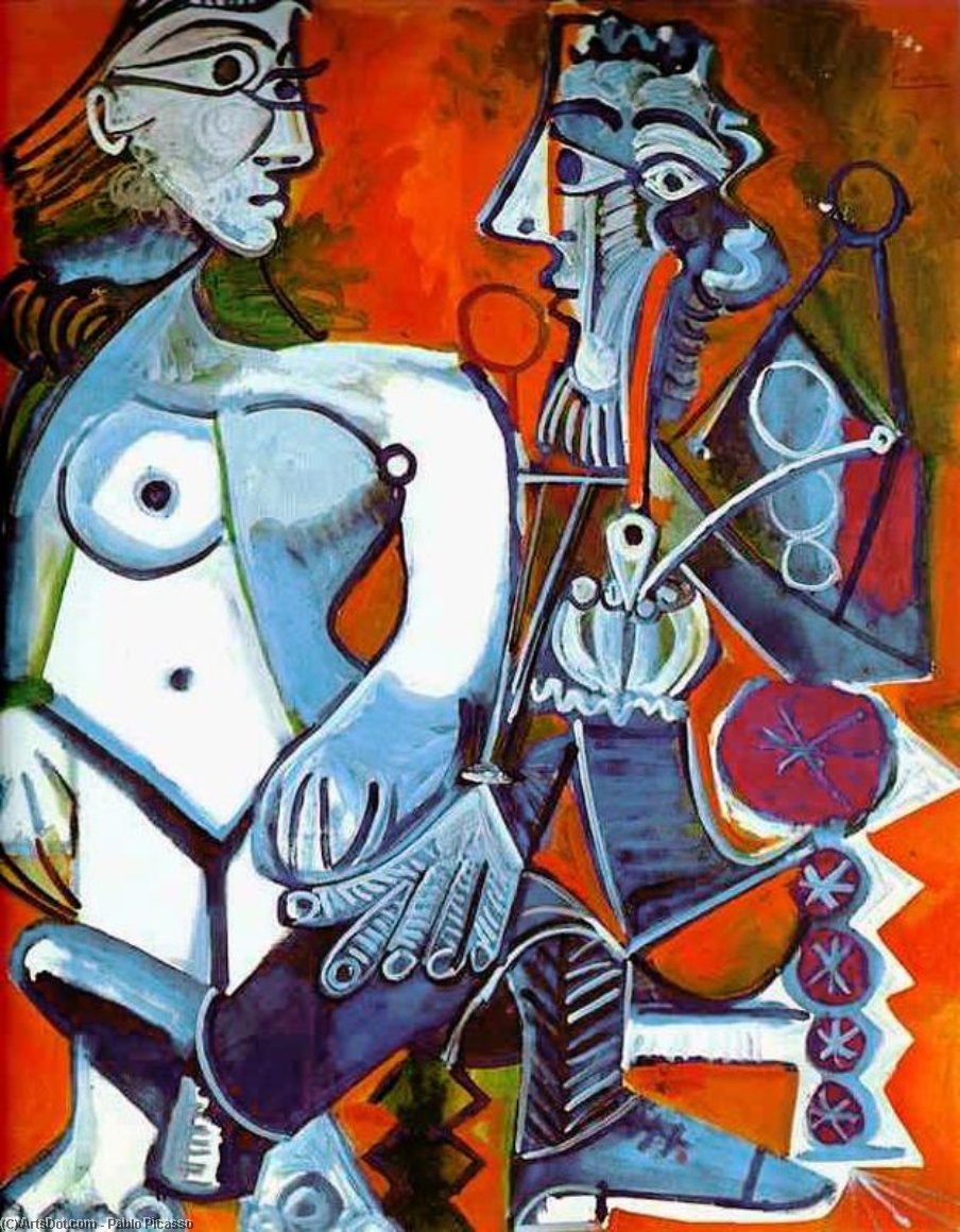 WikiOO.org - Encyclopedia of Fine Arts - Maleri, Artwork Pablo Picasso - Desnudo y fumador