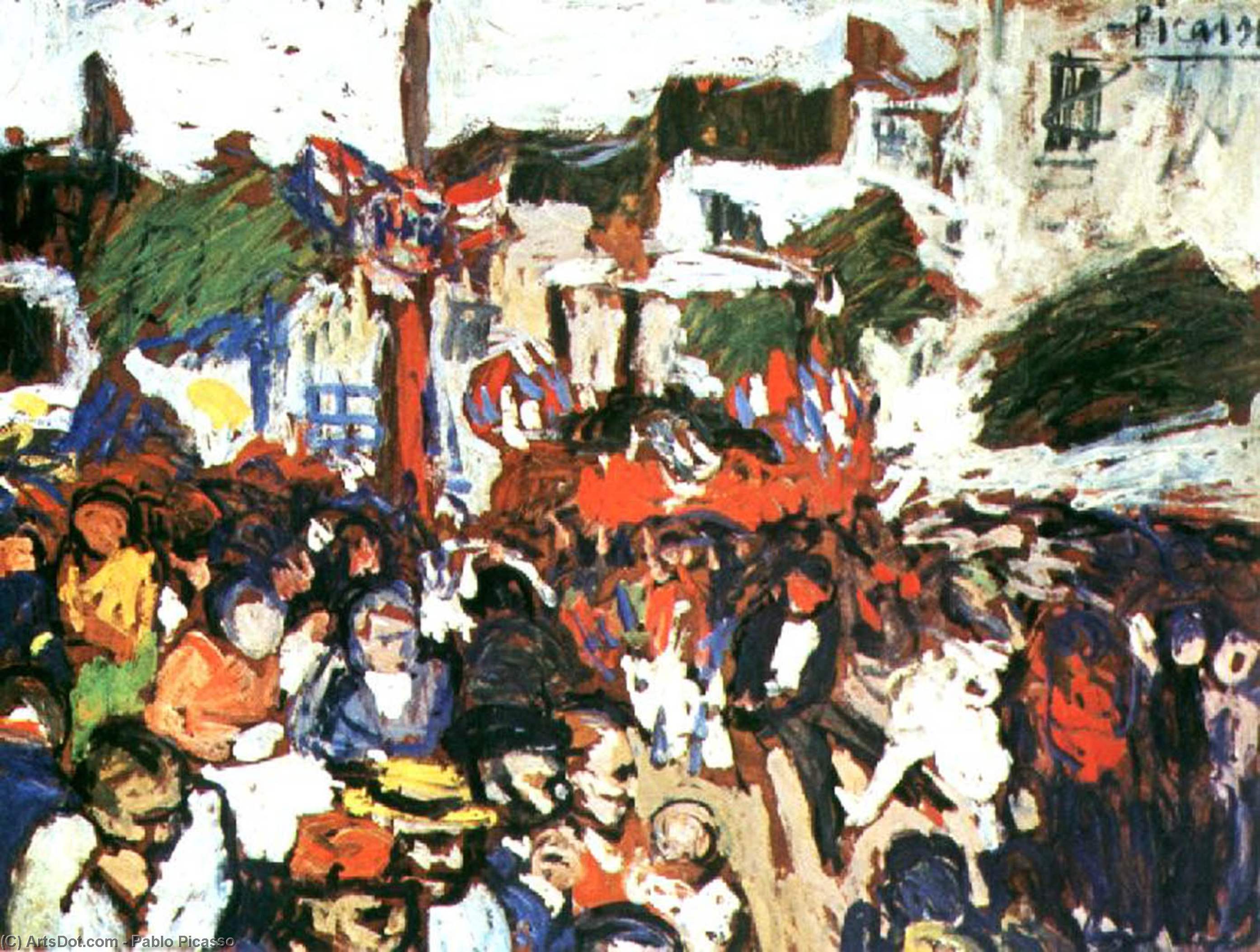 WikiOO.org - Encyclopedia of Fine Arts - Schilderen, Artwork Pablo Picasso - El catorce de Julio, Montmartre