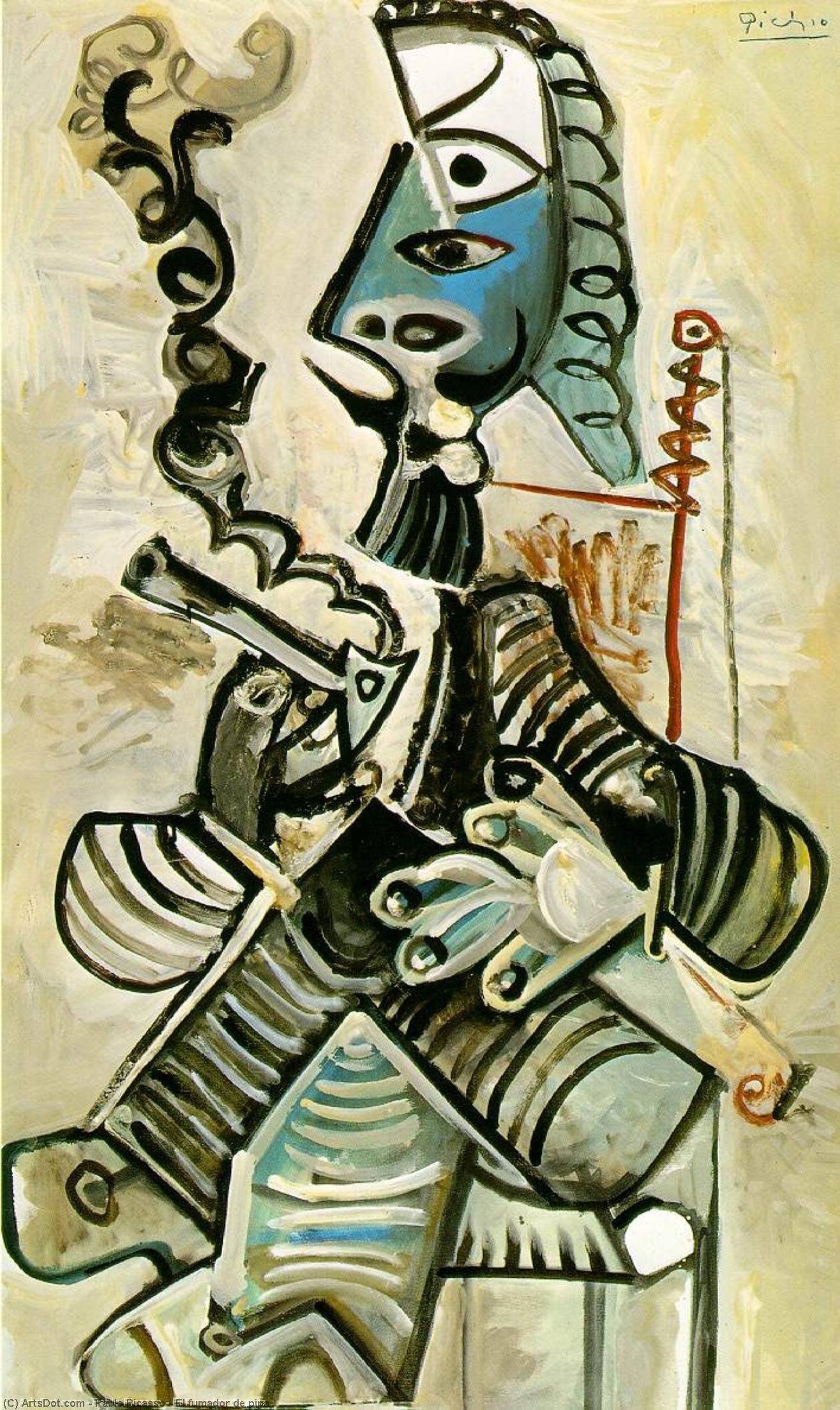 WikiOO.org - Encyclopedia of Fine Arts - Festés, Grafika Pablo Picasso - El fumador de pipa
