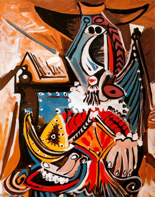Wikioo.org – L'Enciclopedia delle Belle Arti - Pittura, Opere di Pablo Picasso - El hombre contro el casco dorado