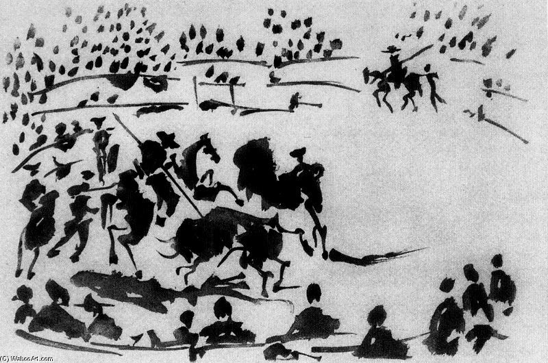 Wikioo.org - Encyklopedia Sztuk Pięknych - Malarstwo, Grafika Pablo Picasso - El picador obligando al toro con su pipa