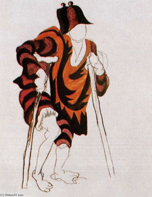 WikiOO.org - Encyclopedia of Fine Arts - Maleri, Artwork Pablo Picasso - El sombrero de tres picos. Anciano con muletas