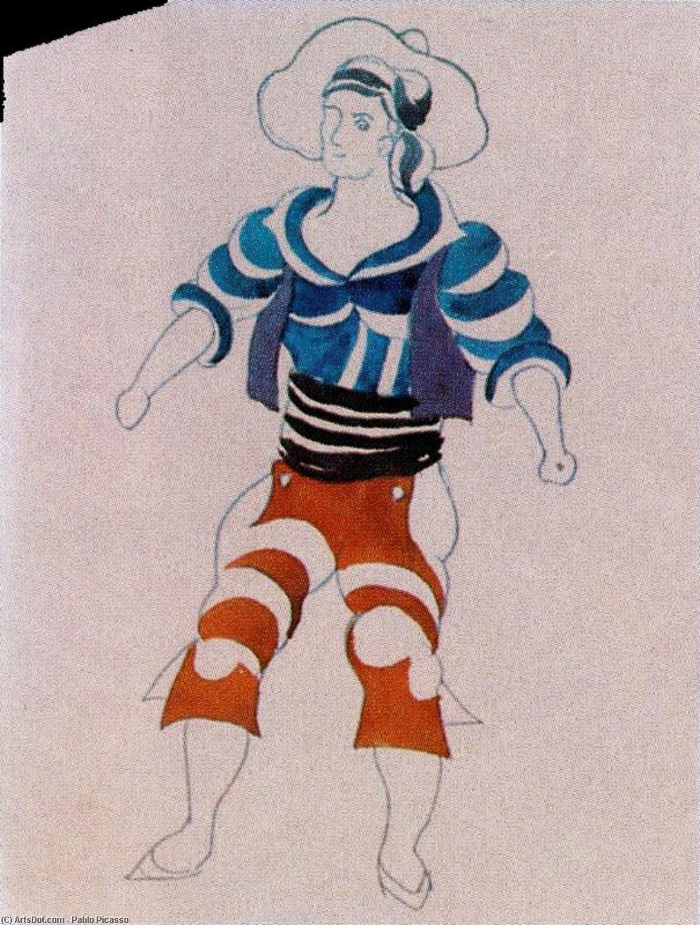 Wikioo.org - The Encyclopedia of Fine Arts - Painting, Artwork by Pablo Picasso - El sombrero de tres picos. Un hombre