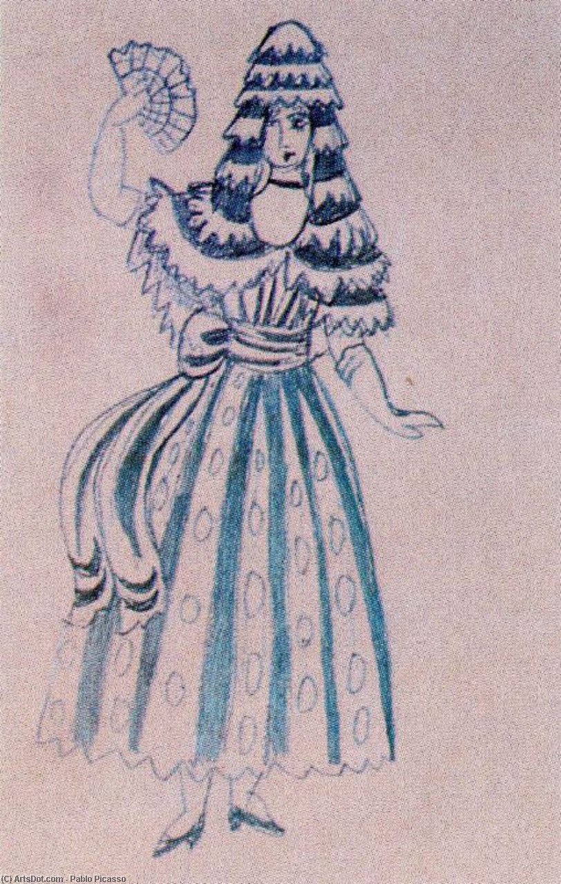 Wikioo.org – L'Enciclopedia delle Belle Arti - Pittura, Opere di Pablo Picasso - El sombrero de tres picos . Una mujer 1