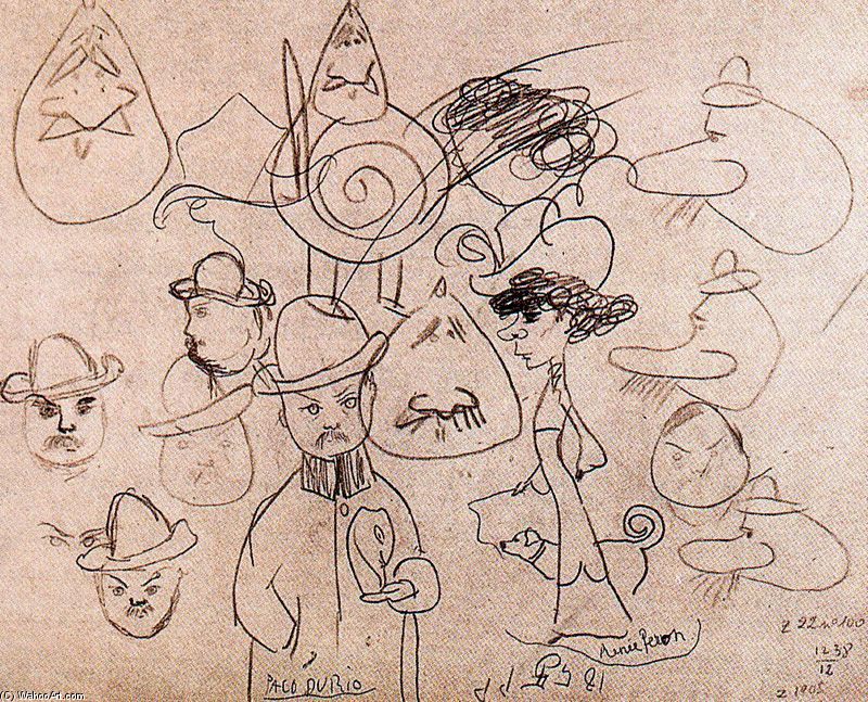 Wikioo.org - The Encyclopedia of Fine Arts - Painting, Artwork by Pablo Picasso - Engraved Portrait of Alfred Jarry