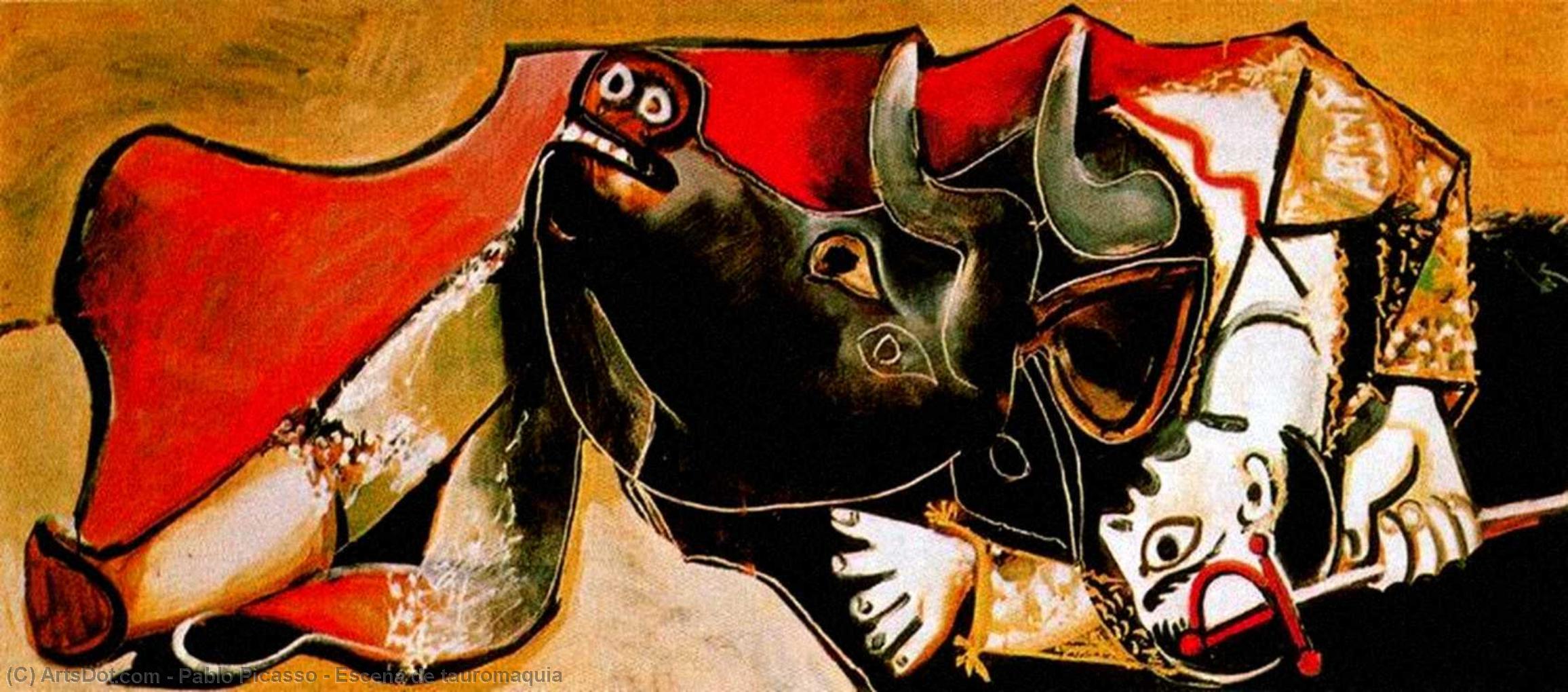 WikiOO.org - Encyclopedia of Fine Arts - Maleri, Artwork Pablo Picasso - Escena de tauromaquia