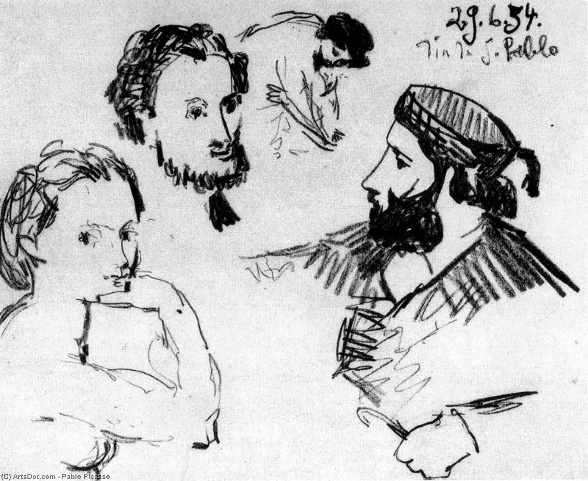 WikiOO.org - Güzel Sanatlar Ansiklopedisi - Resim, Resimler Pablo Picasso - Estudio para ''Merienda en el campo''