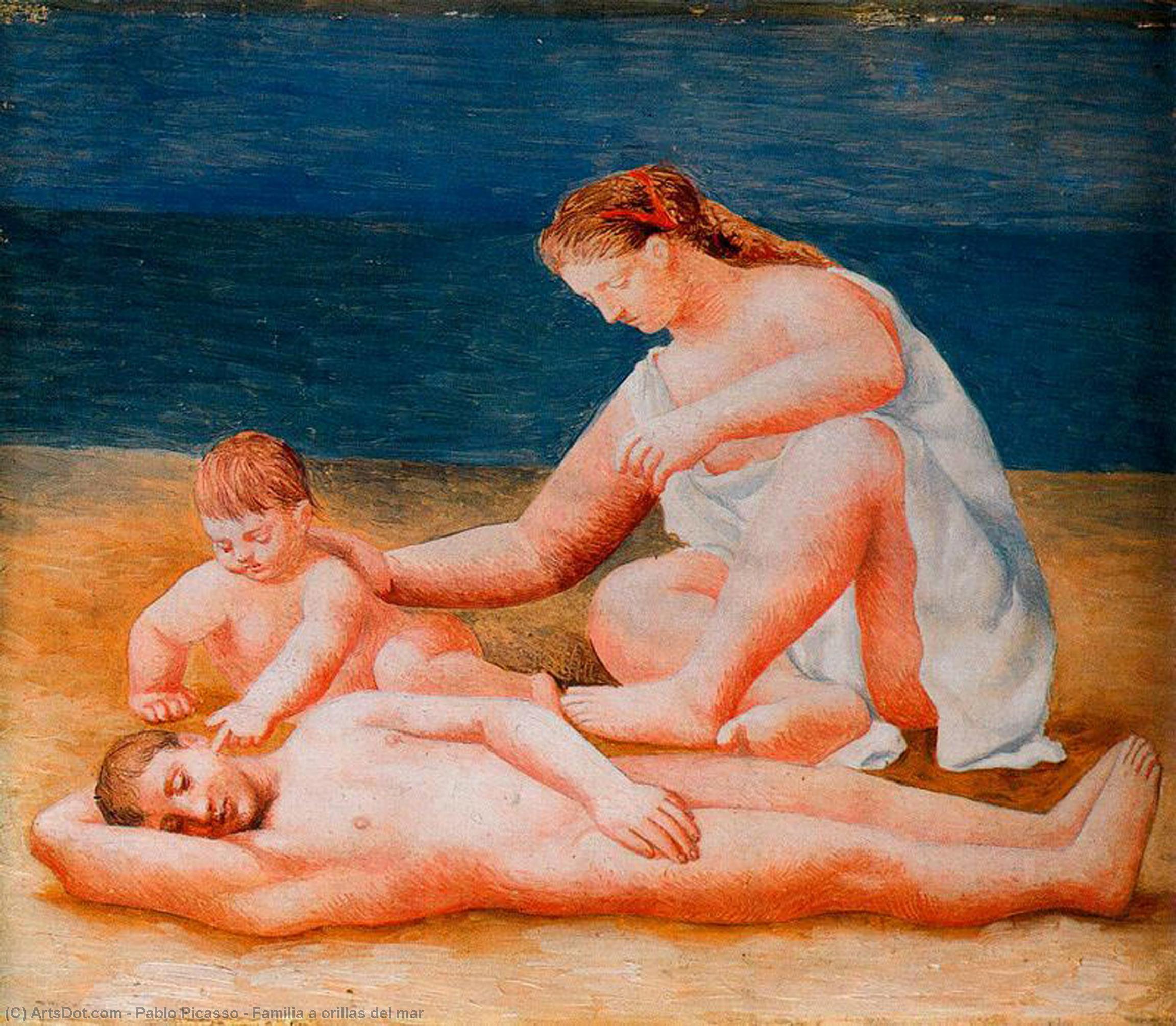 WikiOO.org - Enciklopedija dailės - Tapyba, meno kuriniai Pablo Picasso - Familia a orillas del mar