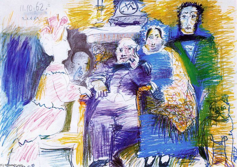 Wikioo.org - สารานุกรมวิจิตรศิลป์ - จิตรกรรม Pablo Picasso - Family Portrait 1