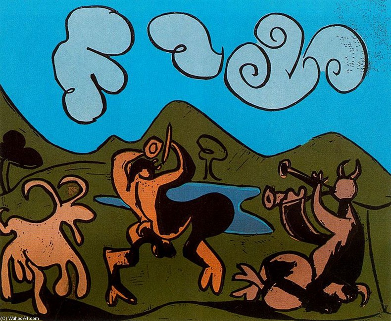 WikiOO.org – 美術百科全書 - 繪畫，作品 Pablo Picasso - 福恩 和  一个  山羊