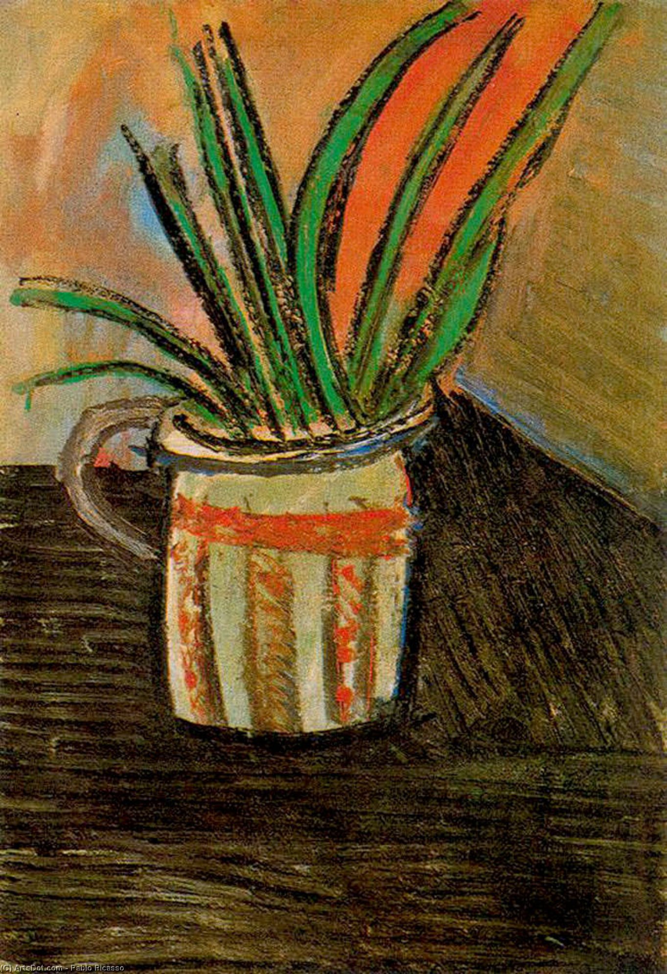 WikiOO.org - Enciklopedija dailės - Tapyba, meno kuriniai Pablo Picasso - Flores exóticas (Ramo en un florero)