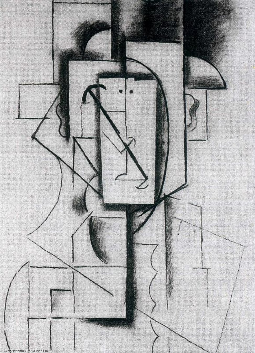 Wikioo.org - The Encyclopedia of Fine Arts - Painting, Artwork by Pablo Picasso - Head of a Harlequin