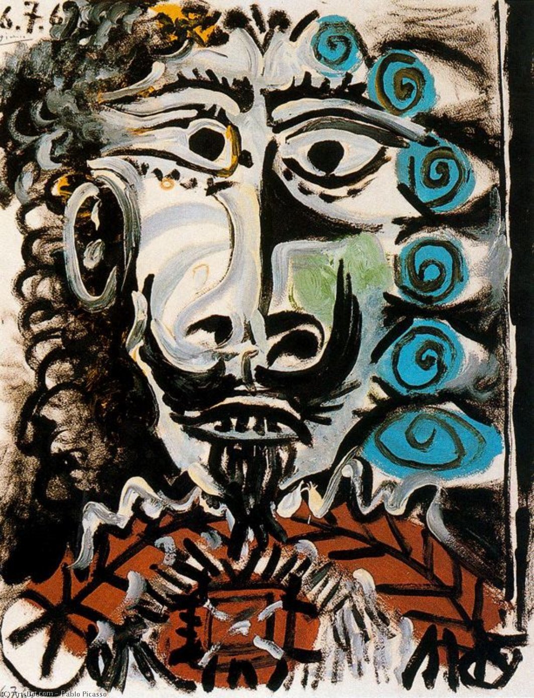 Wikoo.org - موسوعة الفنون الجميلة - اللوحة، العمل الفني Pablo Picasso - Head of a man 5