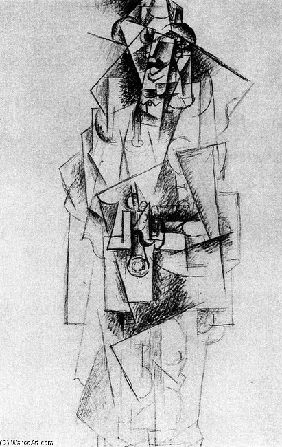 WikiOO.org - Encyclopedia of Fine Arts - Målning, konstverk Pablo Picasso - Hombre con bigote y clarinete