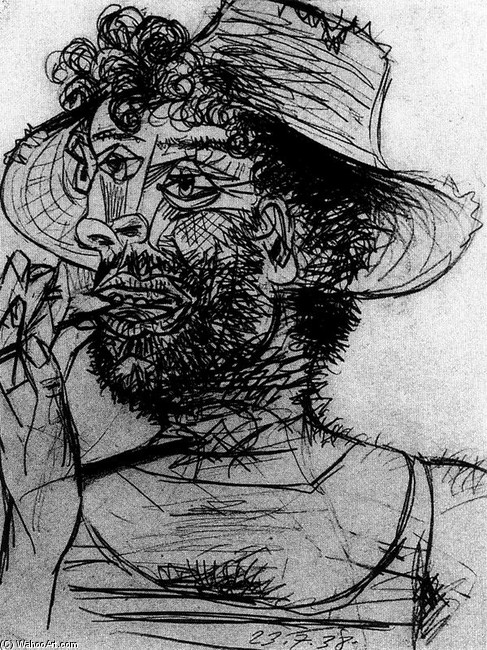 WikiOO.org - Encyclopedia of Fine Arts - Festés, Grafika Pablo Picasso - Hombre con helado de cucurucho 1