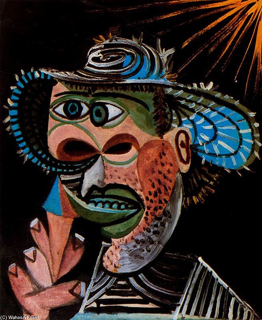 Wikioo.org – L'Enciclopedia delle Belle Arti - Pittura, Opere di Pablo Picasso - Hombre contro helado de cucurucho