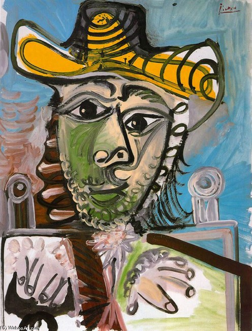 Wikioo.org - The Encyclopedia of Fine Arts - Painting, Artwork by Pablo Picasso - Hombre un sillón