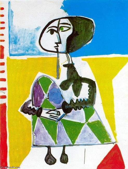 WikiOO.org - Encyclopedia of Fine Arts - Malba, Artwork Pablo Picasso - Jacqueline en cuclillas 1