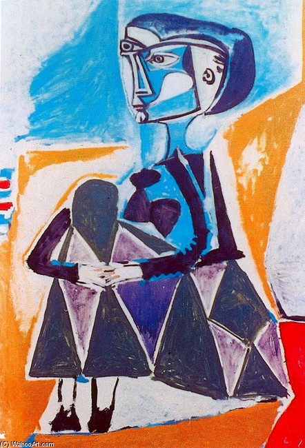 Wikioo.org - The Encyclopedia of Fine Arts - Painting, Artwork by Pablo Picasso - Jacqueline en cuclillas