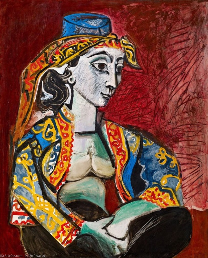 Wikoo.org - موسوعة الفنون الجميلة - اللوحة، العمل الفني Pablo Picasso - Jacqueline in Turkish Dress 1