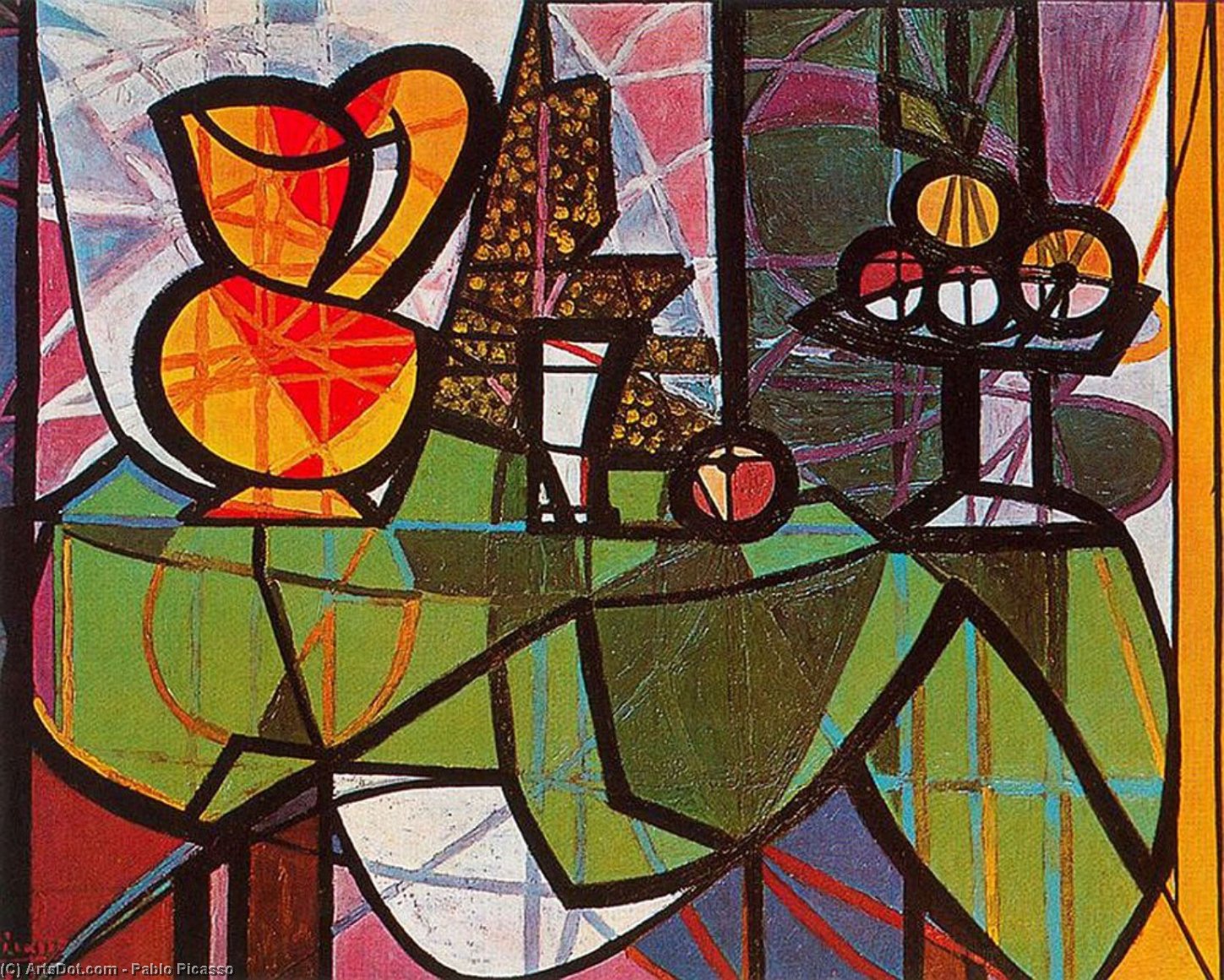 Wikioo.org - The Encyclopedia of Fine Arts - Painting, Artwork by Pablo Picasso - Jarro y frutero