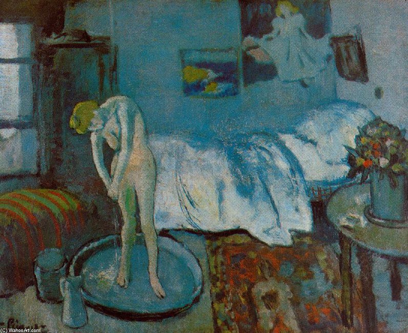 Wikoo.org - موسوعة الفنون الجميلة - اللوحة، العمل الفني Pablo Picasso - La habitación azul