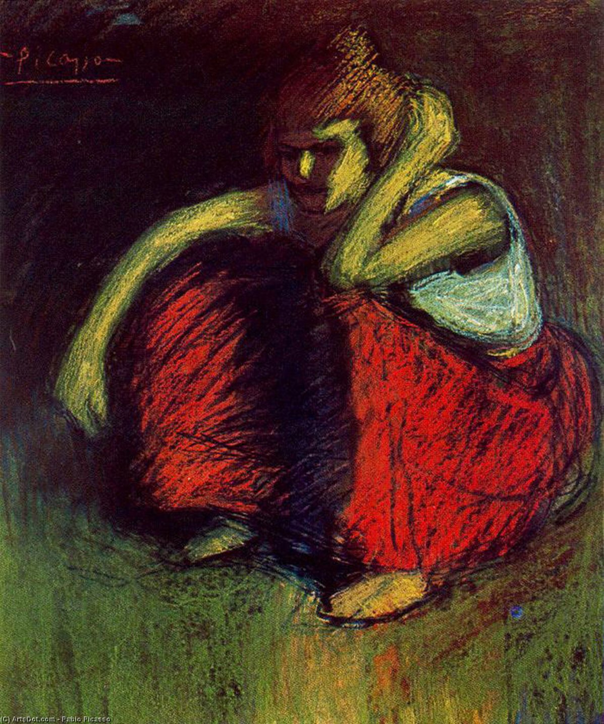 WikiOO.org - Encyclopedia of Fine Arts - Malba, Artwork Pablo Picasso - La jupe rouge