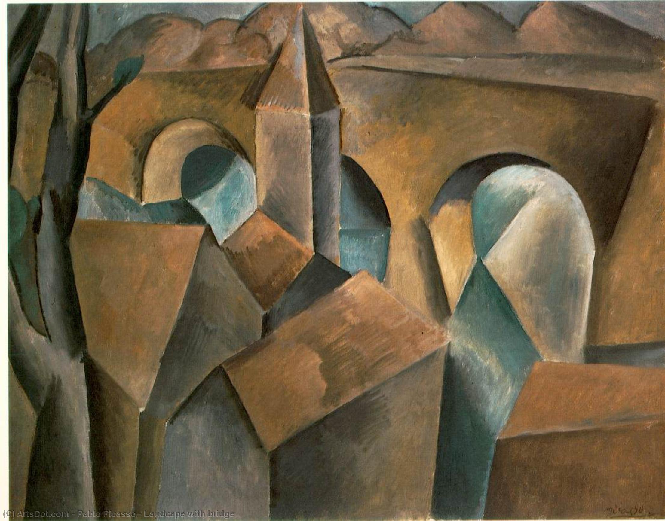 Wikioo.org - The Encyclopedia of Fine Arts - Painting, Artwork by Pablo Picasso - Landcape with bridge