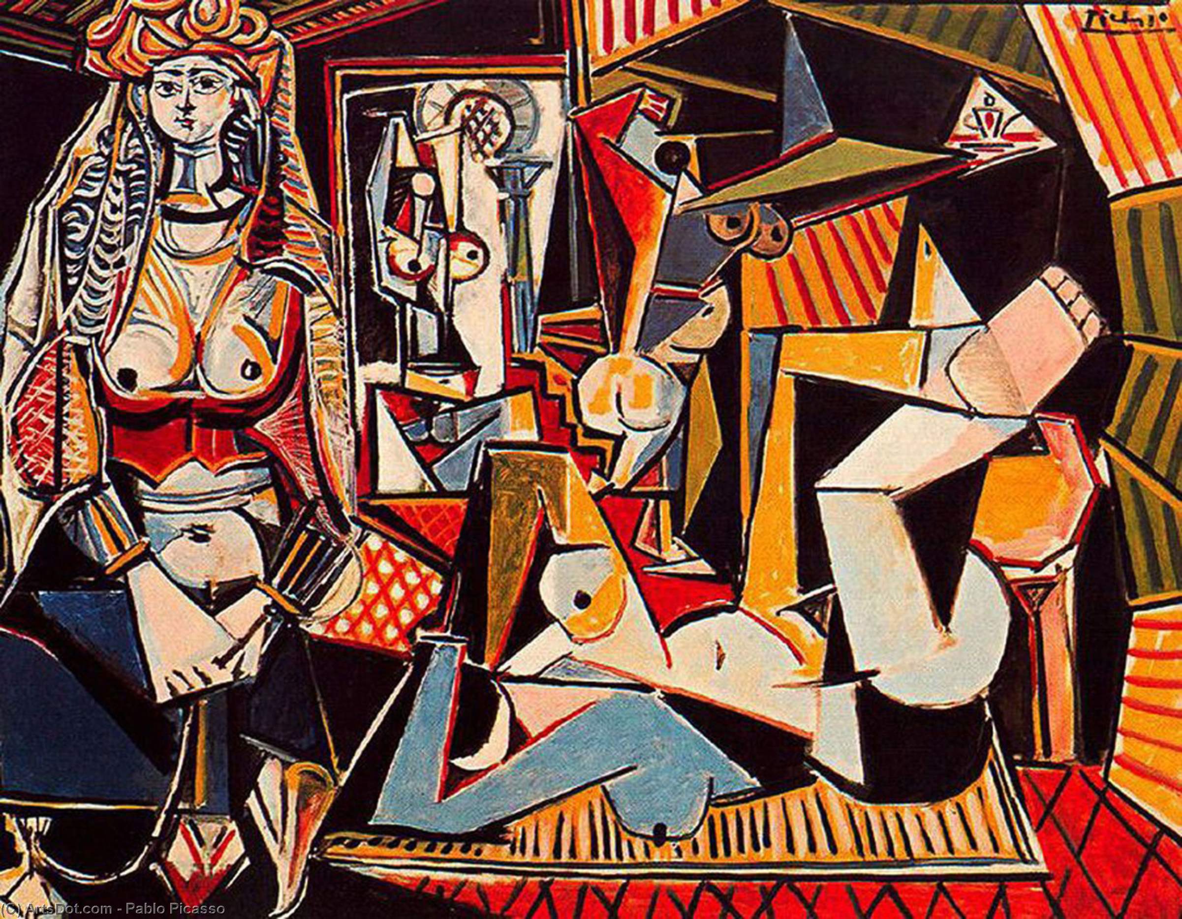 Wikoo.org - موسوعة الفنون الجميلة - اللوحة، العمل الفني Pablo Picasso - Las mujeres de Argel