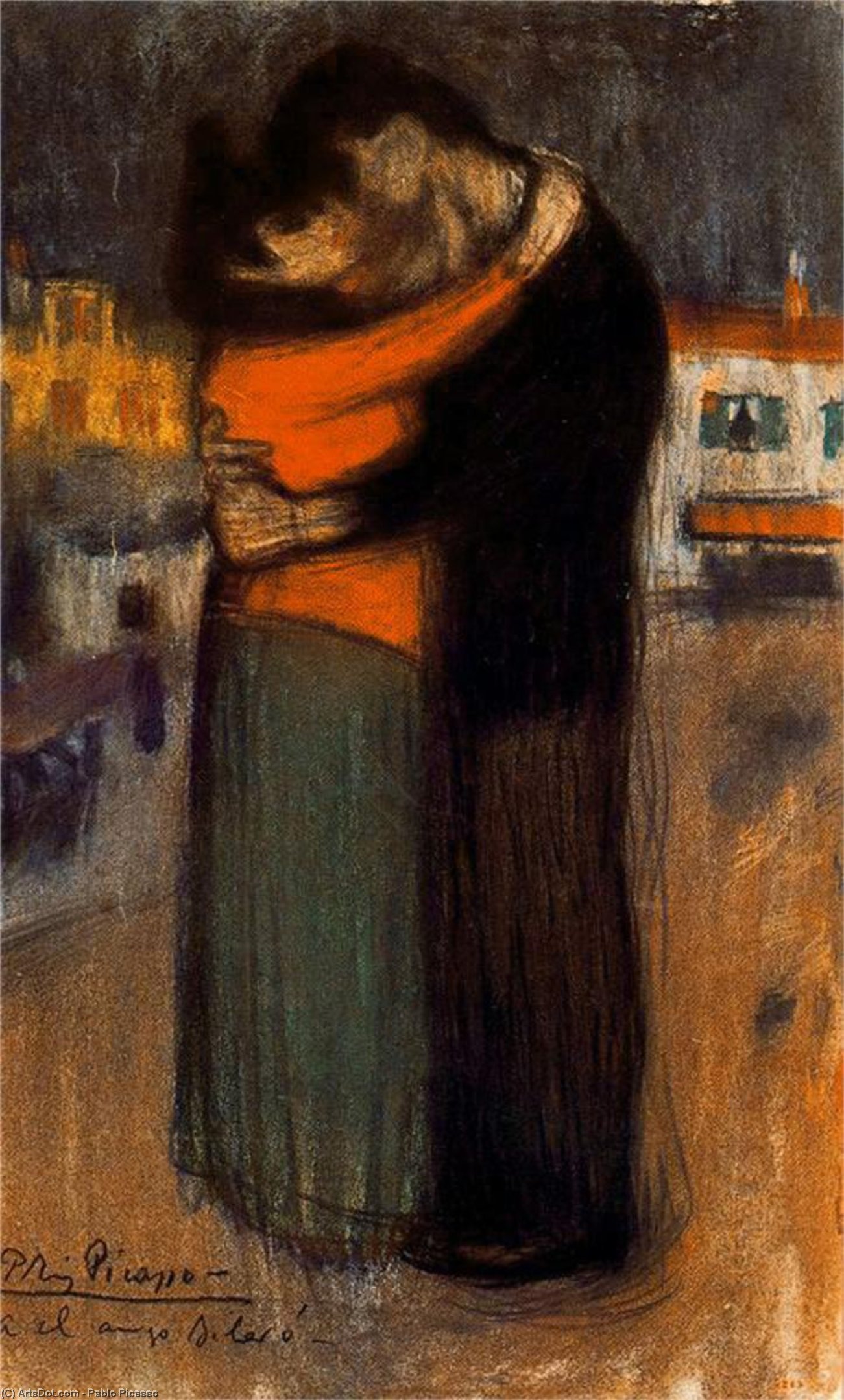 WikiOO.org - Encyclopedia of Fine Arts - Maleri, Artwork Pablo Picasso - Los amantes en la calle