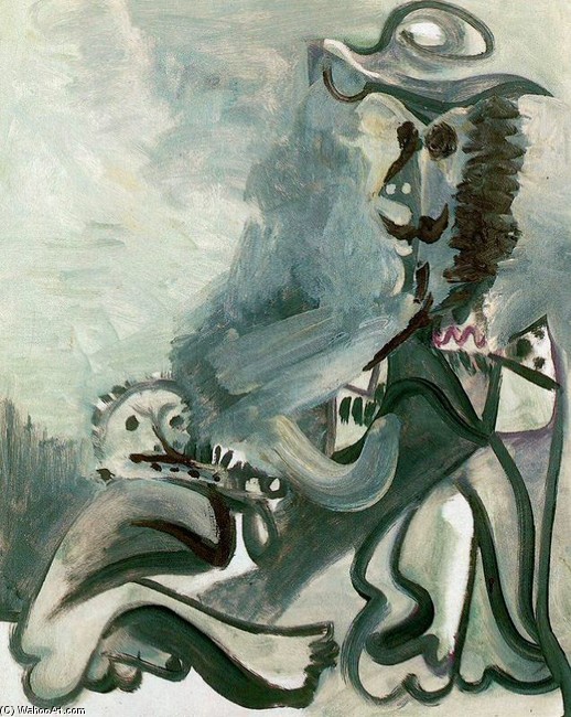WikiOO.org - Encyclopedia of Fine Arts - Festés, Grafika Pablo Picasso - Man and flutist
